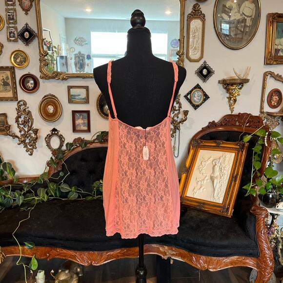 Vintage Y2K Victoria’s Secret lingerie Peach lace slip dress size L - Picture 5 of 5